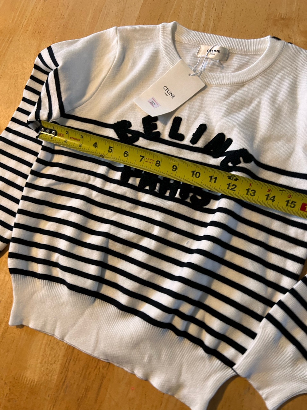 Celine White & Black Striped 'Paris' Knit Sweater - Picture 4 of 6